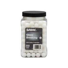 SABRE Glass Breaking 0.68 Caliber Projectiles comes in a plastic container